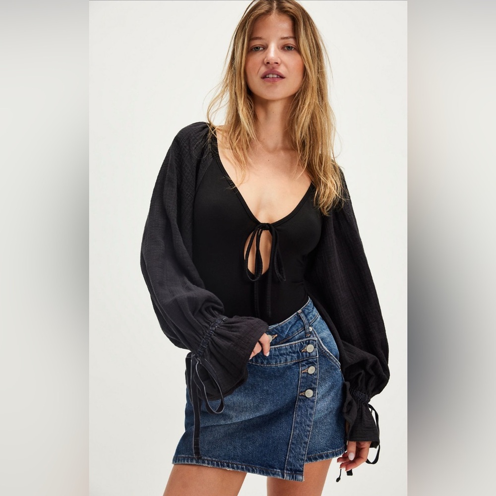 Free People Bali Jolene Bodysuit - small black NWT